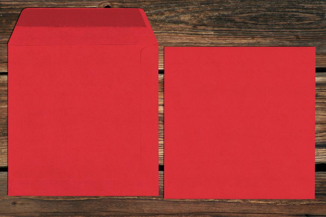 Versandtaschen 170x170 mm Nassklebend Korallenrot 120 g/qm